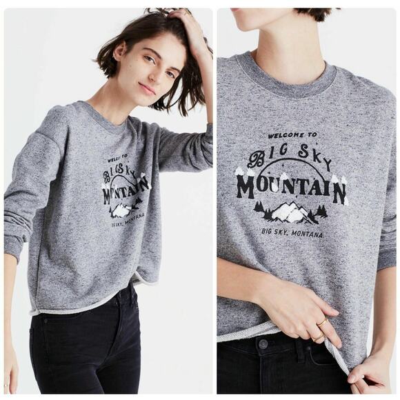 Madewell Big Sky Mountain Montana Cropped Long Sleeve Sweater - Picture 1 of 5
